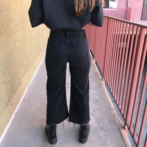 Wide-leg, cropped denim jeans